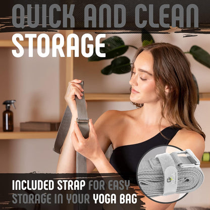 Yoga Strap with Buckle, Soft Cotton/Polyester Webbing, 8 ft