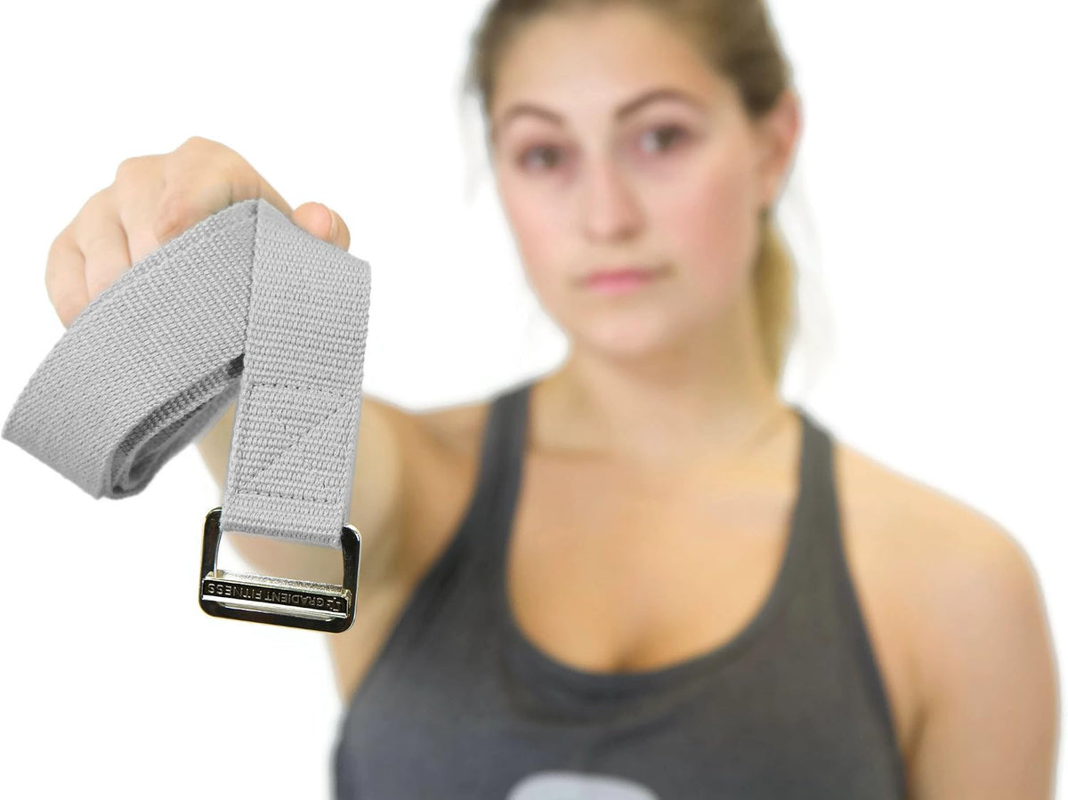 Yoga Strap with Buckle, Soft Cotton/Polyester Webbing, 8 ft