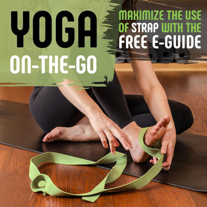 Yoga Strap with Buckle, Soft Cotton/Polyester Webbing, 8 ft