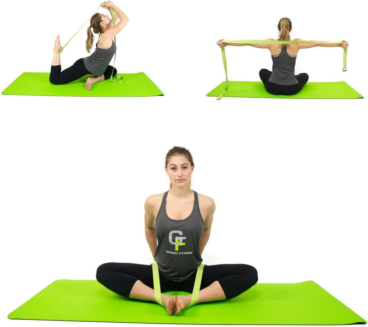 Yoga Strap with Buckle, Soft Cotton/Polyester Webbing, 8 ft