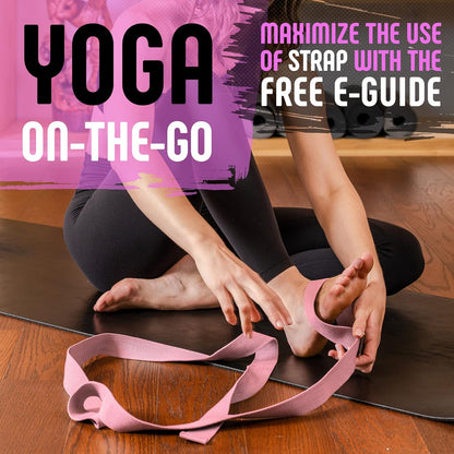Yoga Strap with Buckle, Soft Cotton/Polyester Webbing, 8 ft