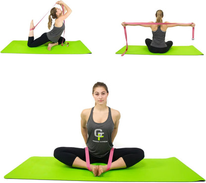 Yoga Strap with Buckle, Soft Cotton/Polyester Webbing, 8 ft