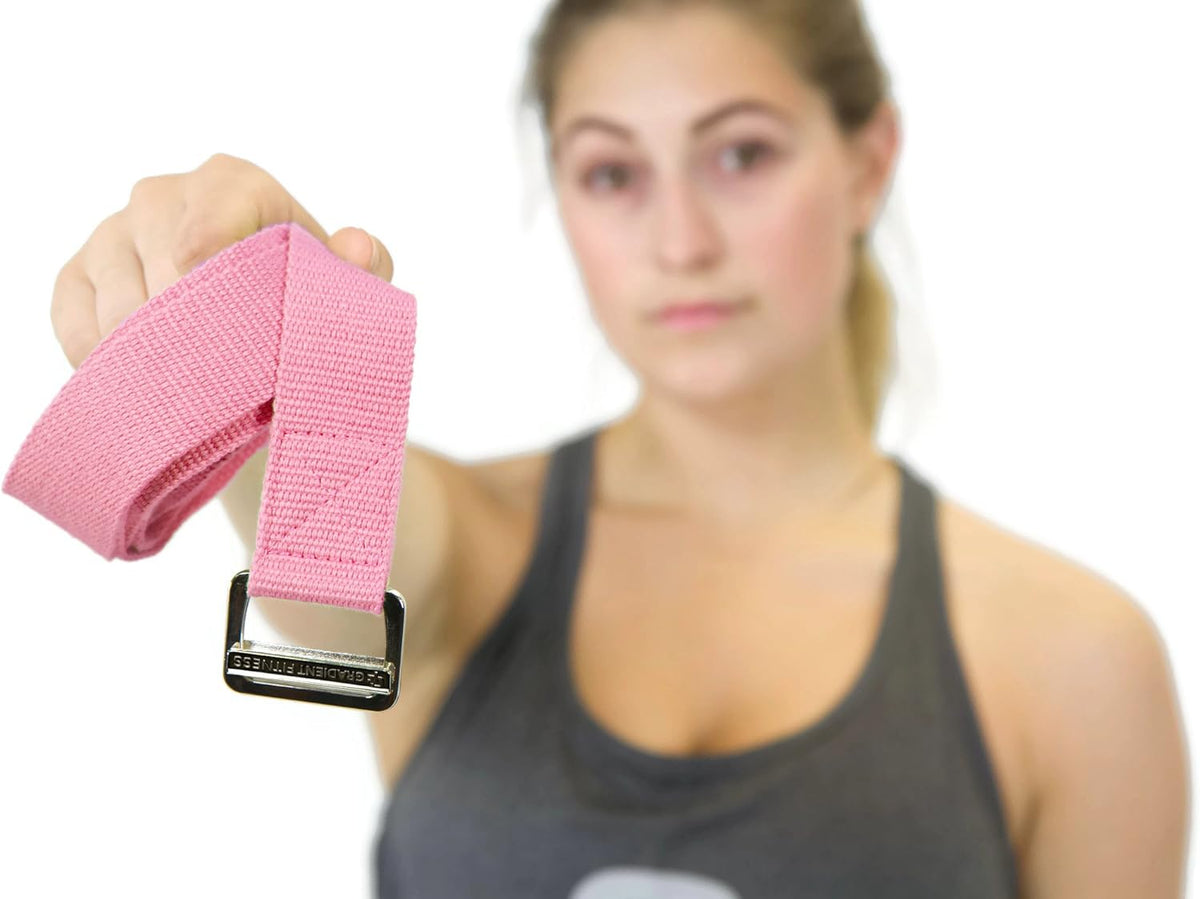 Yoga Strap with Buckle, Soft Cotton/Polyester Webbing, 8 ft