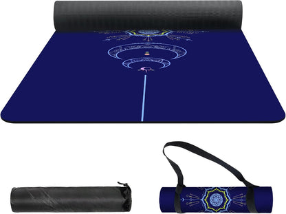 nuveti Yoga Mat Print Extra Thick TPE Non Slip Fitness Exercise Mat with Carrying Bag,72"x24" Extra Thick 6MM Exercise & Workout Mat for Yoga, Pilates Fitness and Floor Exercises - Colors B