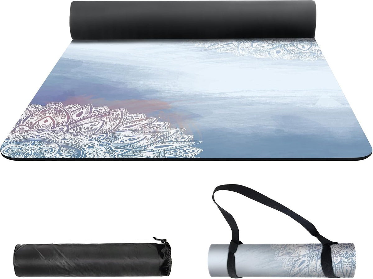 nuveti Yoga Mat Print Extra Thick TPE Non Slip Fitness Exercise Mat with Carrying Bag,72"x24" Extra Thick 6MM Exercise & Workout Mat for Yoga, Pilates Fitness and Floor Exercises - Colors B