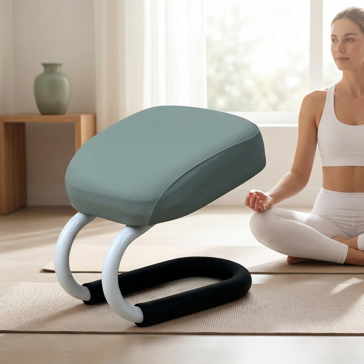 Kneeling Meditation Stool Adjustable Birthday Gift Anti Slip Comfortable Seat Prayer Stool for Yoga Praying Home Women, Style A Brown