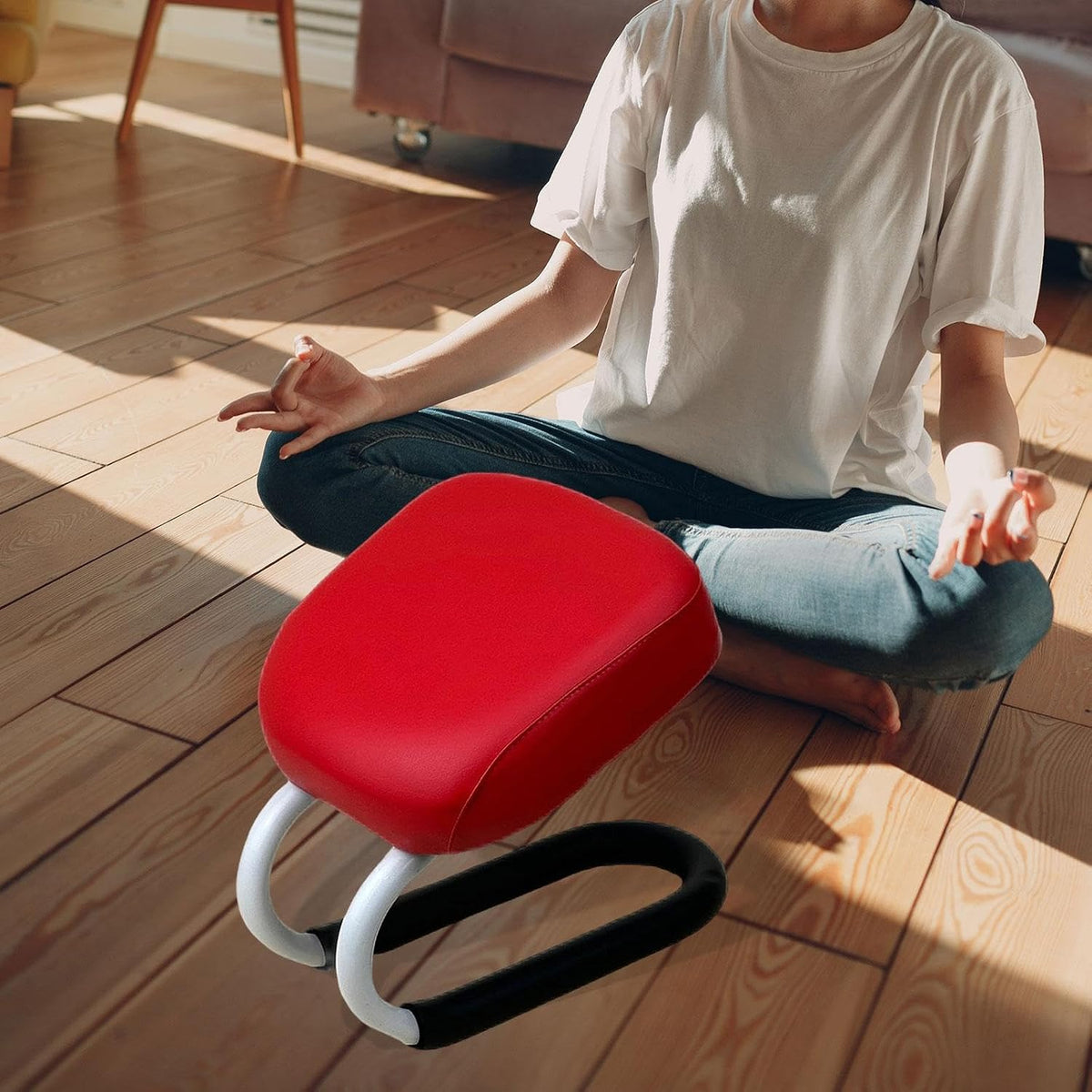 Kneeling Meditation Stool Adjustable Birthday Gift Anti Slip Comfortable Seat Prayer Stool for Yoga Praying Home Women, Style A Brown
