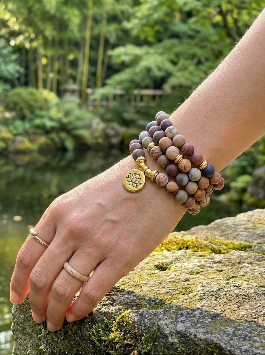 Mala Bead Strand Bracelet, 108 Buddhist Prayer Beads Yoga Meditation Green Malachite Beads Necklace Women man