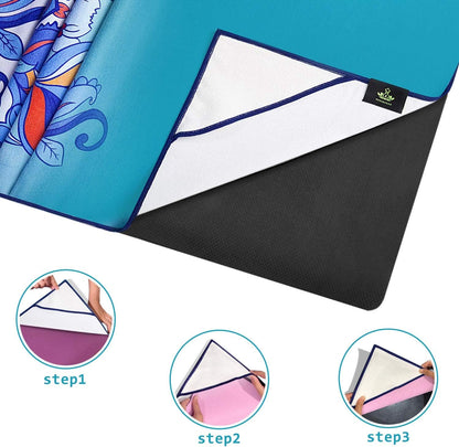 Non Slip Hot Yoga Towel, 100% Microfiber Non Slip Yoga Mat Towel for Hot Yoga, Pilates and Fitness, Exclusive Corner Pockets Design + Free Spray Bottle