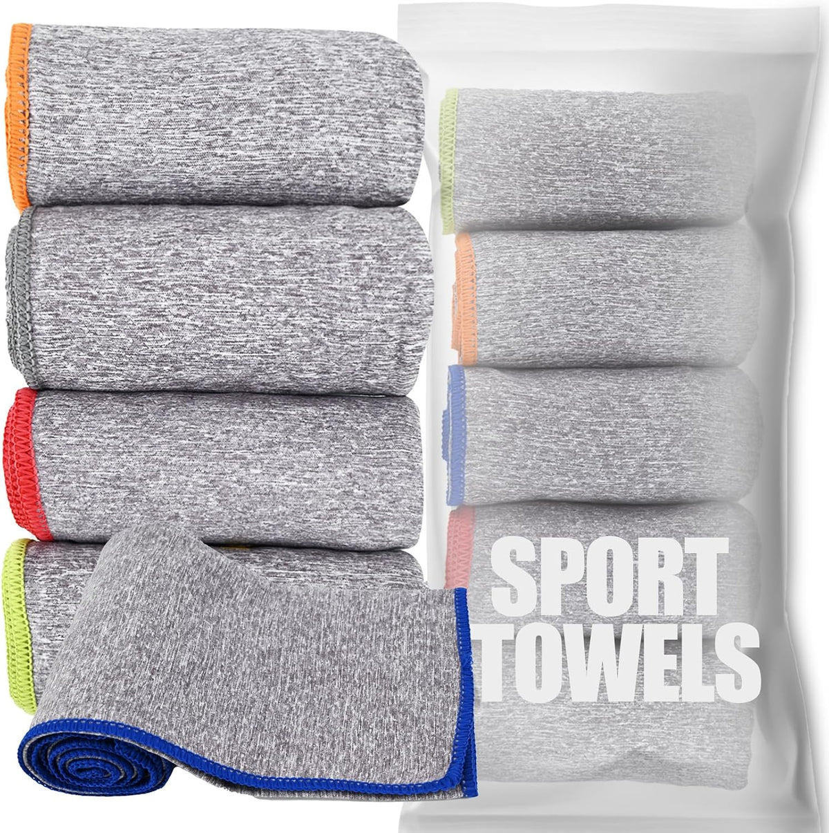 Microfiber Quick Dry Gym Towel, Lint Free Odor-Free Absorbent Fiber, Fast Drying, Men & Women Workout Gear for Body Sweat, Working Out, Towels (Grey, 5Pack - 16 * 27Inch)