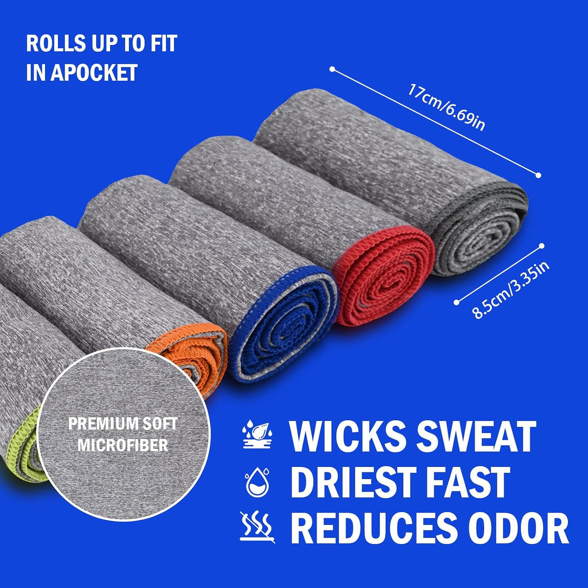 Microfiber Quick Dry Gym Towel, Lint Free Odor-Free Absorbent Fiber, Fast Drying, Men & Women Workout Gear for Body Sweat, Working Out, Towels (Grey, 5Pack - 16 * 27Inch)