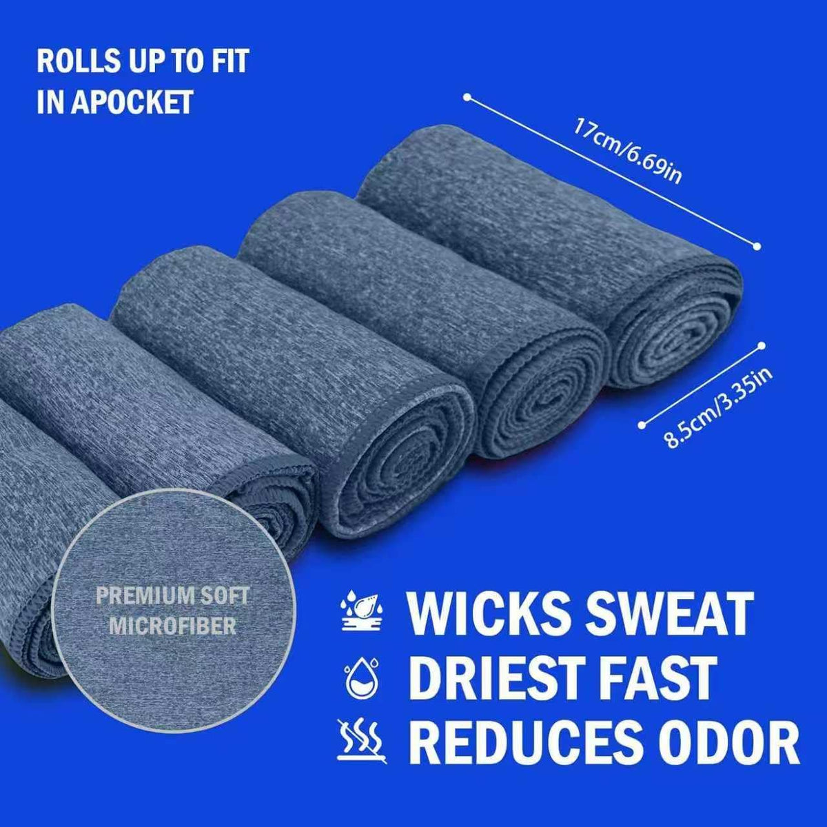 Microfiber Quick Dry Gym Towel, Lint Free Odor-Free Absorbent Fiber, Fast Drying, Men & Women Workout Gear for Body Sweat, Working Out, Towels (Grey, 5Pack - 16 * 27Inch)