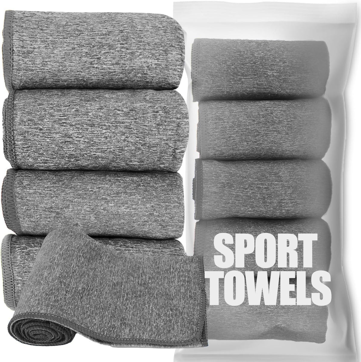 Microfiber Quick Dry Gym Towel, Lint Free Odor-Free Absorbent Fiber, Fast Drying, Men & Women Workout Gear for Body Sweat, Working Out, Towels (Grey, 5Pack - 16 * 27Inch)