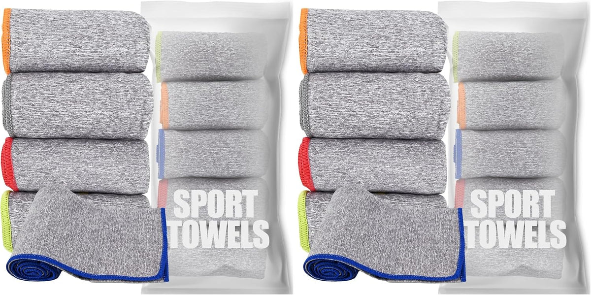Microfiber Quick Dry Gym Towel, Lint Free Odor-Free Absorbent Fiber, Fast Drying, Men & Women Workout Gear for Body Sweat, Working Out, Towels (Grey, 5Pack - 16 * 27Inch)