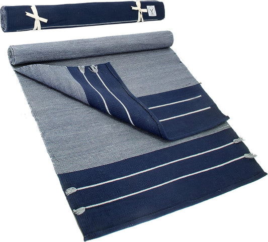 Handmade Organic Yoga Mat made with 100% Organic Cotton Yoga Mat - Natural Yoga Rug for Exercise, Workout, & Fitness Rug - Hand Weaved, Washable - 74 inches X 26 Inches - multi-color
