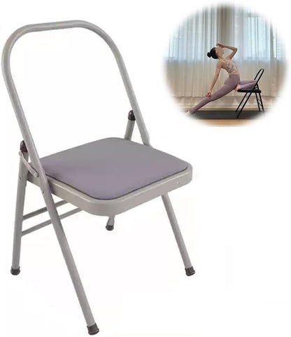 Foldable Yoga Auxiliary Chair, Pilates Yoga Chair, Backless Yoga Chair，Iyengar Auxiliary Chair for Yoga Studios, Offices, Home Practice(Purple)