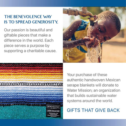 Mexican Blanket, Authentic Handwoven Yoga Blanket & Outdoor Blanket, Made by Traditional Mexican Artisans, Saddle Blanket, Beach Blanket, Picnic Blanket, & Car Blanket 75 x 52 - Agua