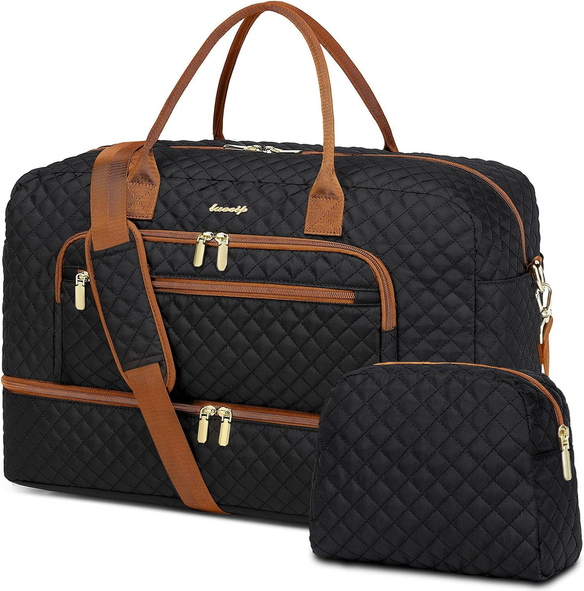 Large Women Travel Duffle Bag, Carry on Bag with Wet Toiletry Pocket for Overnight, Weekend, Yoga, Gym, Business Trips, Sport and Hospital, Black - Colors B
