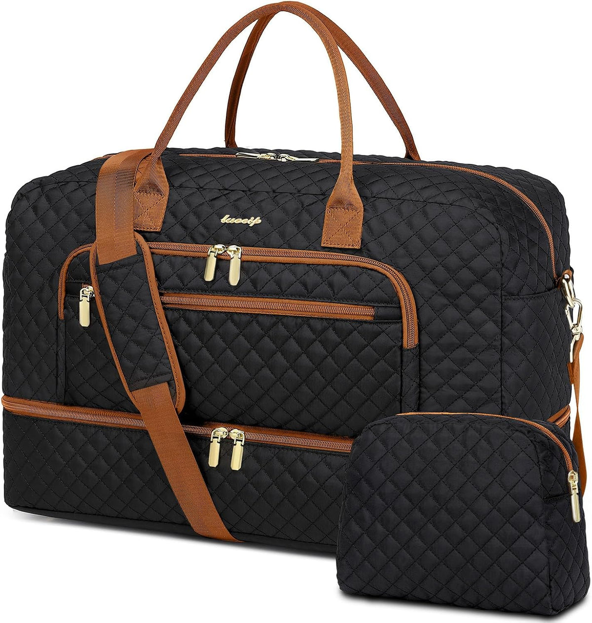 Large Women Travel Duffle Bag, Carry on Bag with Wet Toiletry Pocket for Overnight, Weekend, Yoga, Gym, Business Trips, Sport and Hospital, Black - Colors B