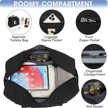 Large Women Travel Duffle Bag, Carry on Bag with Wet Toiletry Pocket for Overnight, Weekend, Yoga, Gym, Business Trips, Sport and Hospital, Black - Colors B