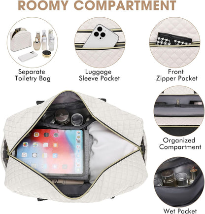 Large Women Travel Duffle Bag, Carry on Bag with Wet Toiletry Pocket for Overnight, Weekend, Yoga, Gym, Business Trips, Sport and Hospital, Black - Colors B