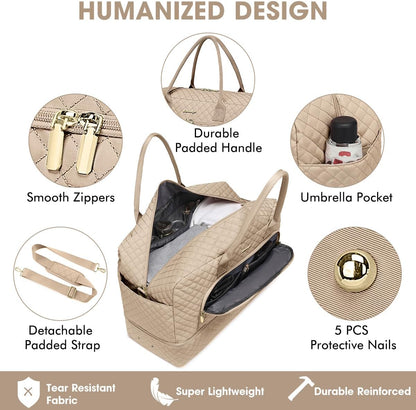 Large Women Travel Duffle Bag, Carry on Bag with Wet Toiletry Pocket for Overnight, Weekend, Yoga, Gym, Business Trips, Sport and Hospital, Black - Colors B