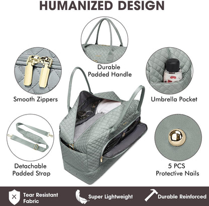 Large Women Travel Duffle Bag, Carry on Bag with Wet Toiletry Pocket for Overnight, Weekend, Yoga, Gym, Business Trips, Sport and Hospital, Black - Colors B