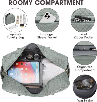 Large Women Travel Duffle Bag, Carry on Bag with Wet Toiletry Pocket for Overnight, Weekend, Yoga, Gym, Business Trips, Sport and Hospital, Black - Colors B