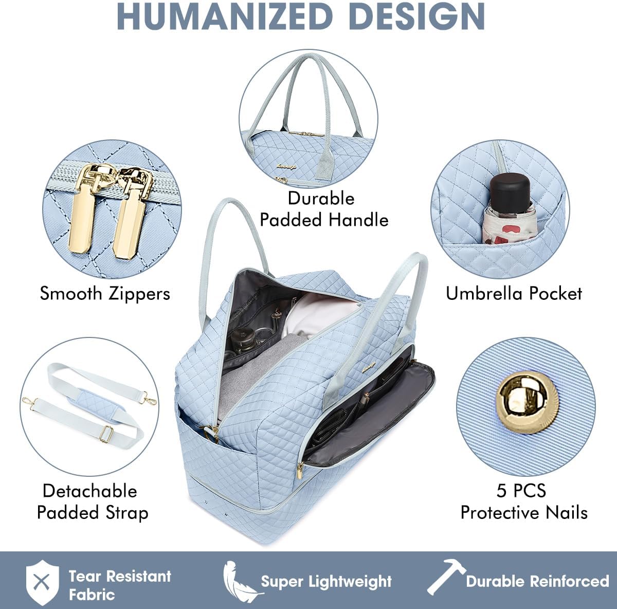 Large Women Travel Duffle Bag, Carry on Bag with Wet Toiletry Pocket for Overnight, Weekend, Yoga, Gym, Business Trips, Sport and Hospital, Black - Colors B