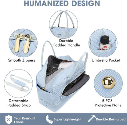 Large Women Travel Duffle Bag, Carry on Bag with Wet Toiletry Pocket for Overnight, Weekend, Yoga, Gym, Business Trips, Sport and Hospital, Black - Colors B