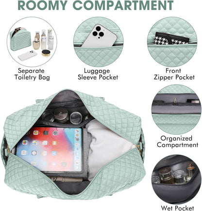 Large Women Travel Duffle Bag, Carry on Bag with Wet Toiletry Pocket for Overnight, Weekend, Yoga, Gym, Business Trips, Sport and Hospital, Black - Colors B