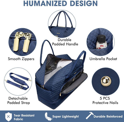 Large Women Travel Duffle Bag, Carry on Bag with Wet Toiletry Pocket for Overnight, Weekend, Yoga, Gym, Business Trips, Sport and Hospital, Black - Colors B
