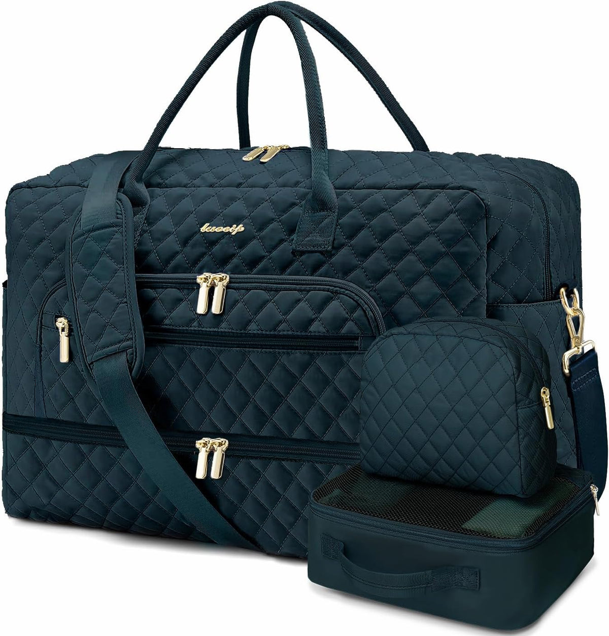 Large Women Travel Duffle Bag, Carry on Bag with Wet Toiletry Pocket for Overnight, Weekend, Yoga, Gym, Business Trips, Sport and Hospital, Black - Colors B