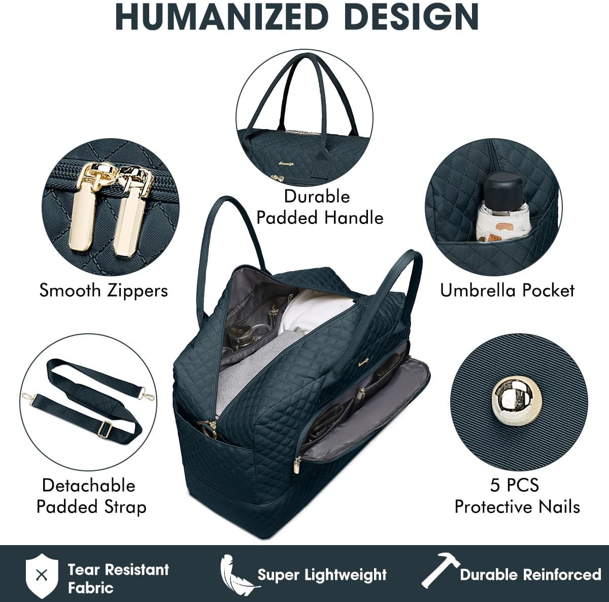 Large Women Travel Duffle Bag, Carry on Bag with Wet Toiletry Pocket for Overnight, Weekend, Yoga, Gym, Business Trips, Sport and Hospital, Black - Colors B