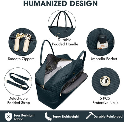 Large Women Travel Duffle Bag, Carry on Bag with Wet Toiletry Pocket for Overnight, Weekend, Yoga, Gym, Business Trips, Sport and Hospital, Black - Colors B