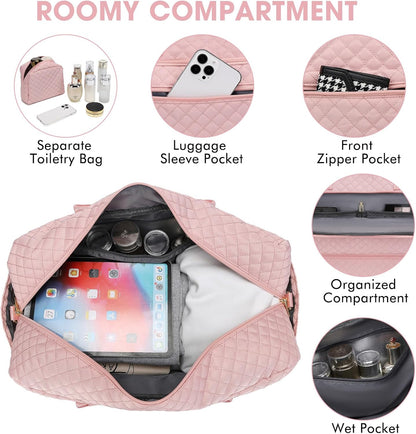 Large Women Travel Duffle Bag, Carry on Bag with Wet Toiletry Pocket for Overnight, Weekend, Yoga, Gym, Business Trips, Sport and Hospital, Black - Colors B