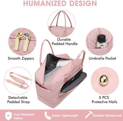 Large Women Travel Duffle Bag, Carry on Bag with Wet Toiletry Pocket for Overnight, Weekend, Yoga, Gym, Business Trips, Sport and Hospital, Black - Colors B