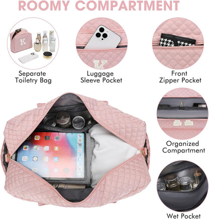 Large Women Travel Duffle Bag, Carry on Bag with Wet Toiletry Pocket for Overnight, Weekend, Yoga, Gym, Business Trips, Sport and Hospital, Black - Colors B