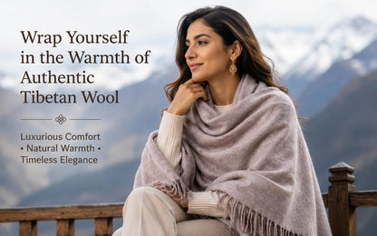 HANDTECHINIDA Tibetan Woolen shawl for Meditation Yoga Travel Champagne Nursing Pashmina Kashmiri Plus size Prayer Wrap