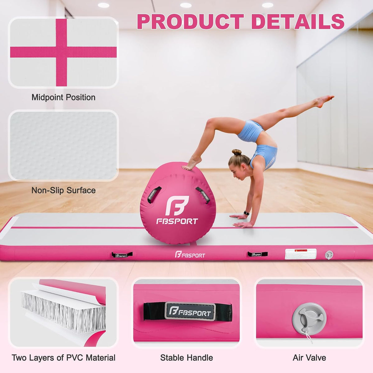Inflatable Air Gymnastics Mat 4 inches Thickness and Air Roller 40x23.6 inches with Electric Air Pump 10ft/13ft Training Mats for Home Use Cheerleading Outdoor Training Park Yoga Beach