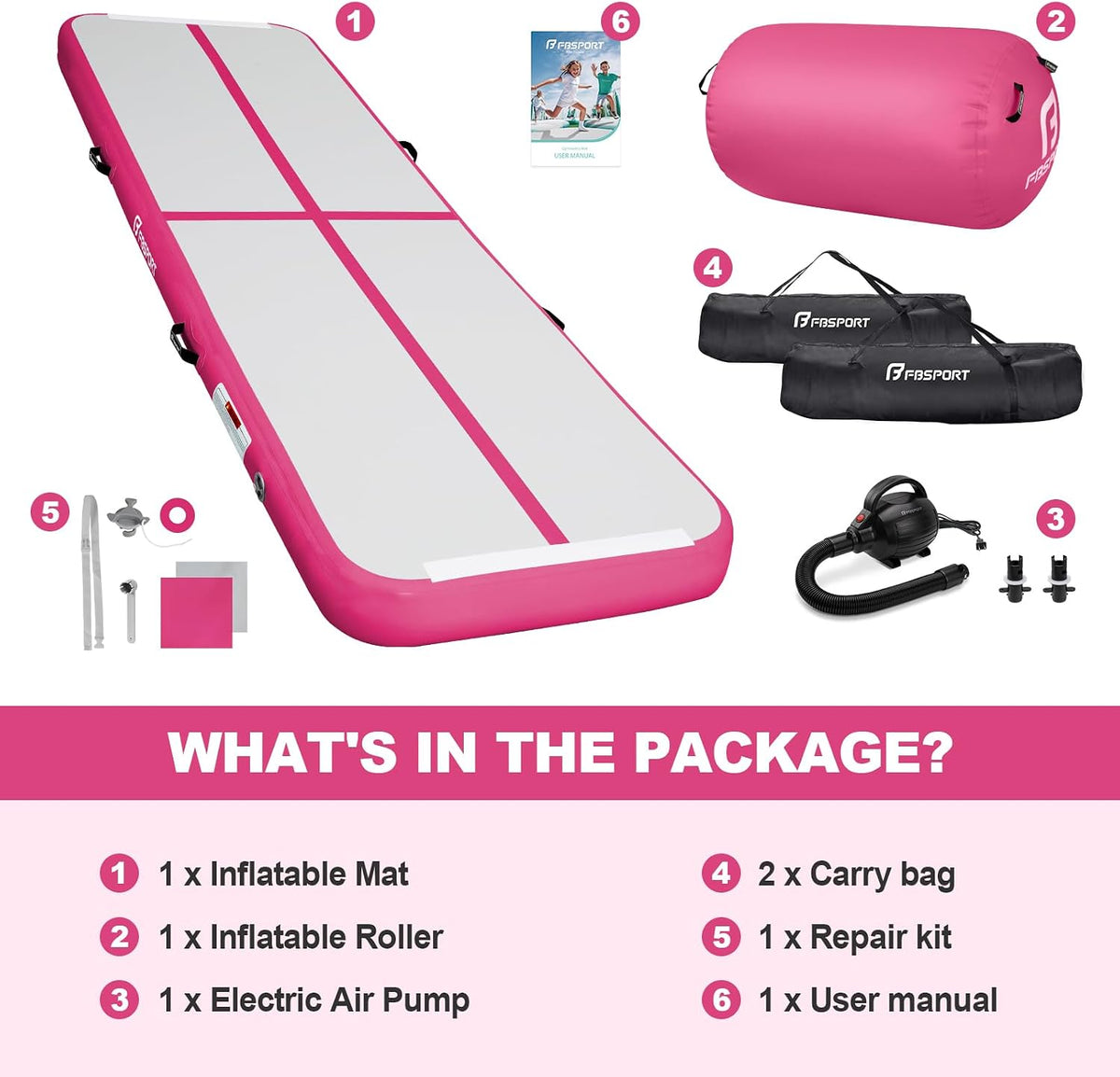 Inflatable Air Gymnastics Mat 4 inches Thickness and Air Roller 40x23.6 inches with Electric Air Pump 10ft/13ft Training Mats for Home Use Cheerleading Outdoor Training Park Yoga Beach