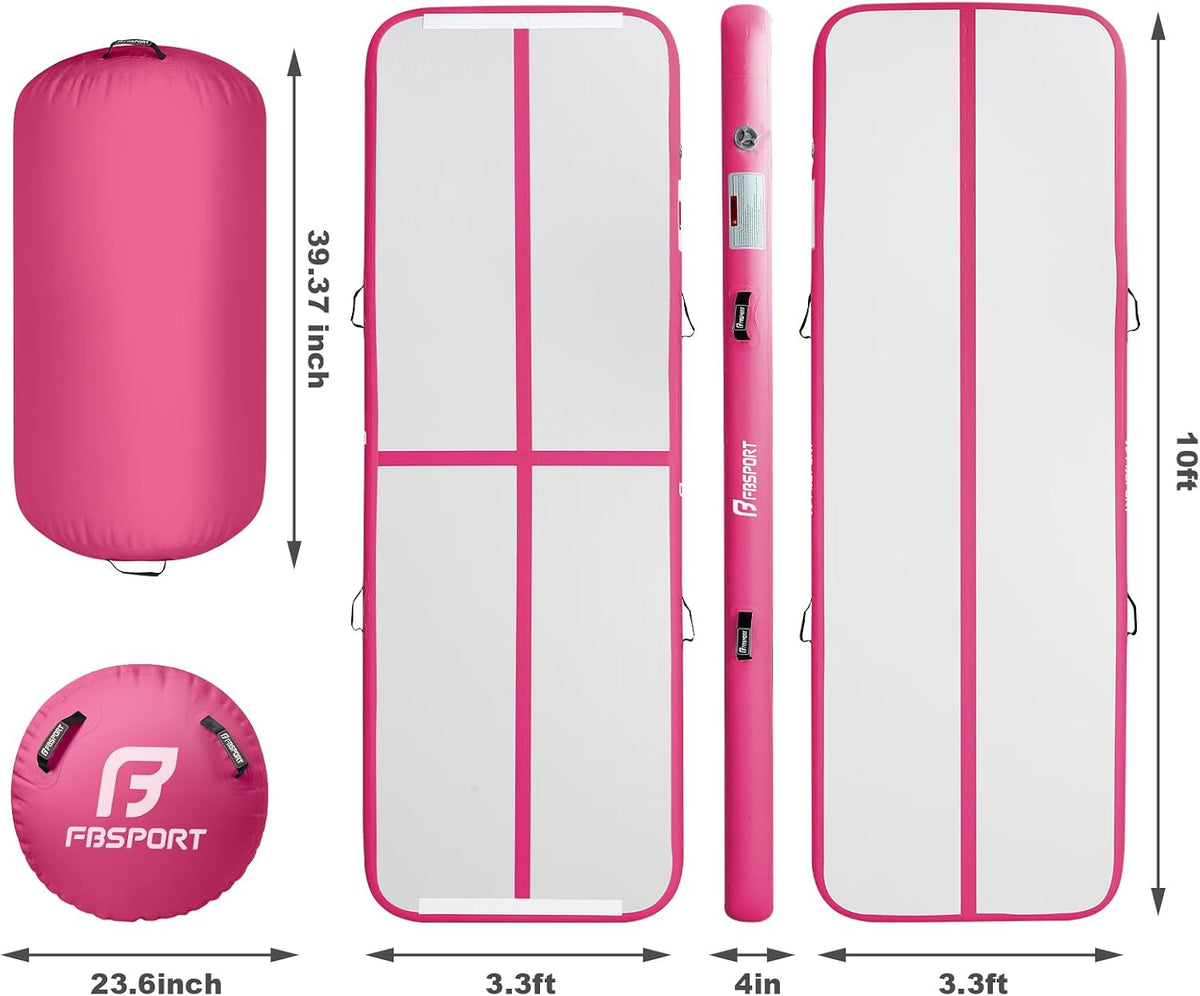 Inflatable Air Gymnastics Mat 4 inches Thickness and Air Roller 40x23.6 inches with Electric Air Pump 10ft/13ft Training Mats for Home Use Cheerleading Outdoor Training Park Yoga Beach