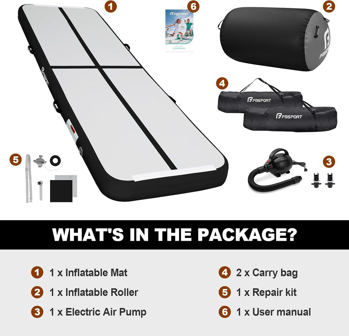 Inflatable Air Gymnastics Mat 4 inches Thickness and Air Roller 40x23.6 inches with Electric Air Pump 10ft/13ft Training Mats for Home Use Cheerleading Outdoor Training Park Yoga Beach