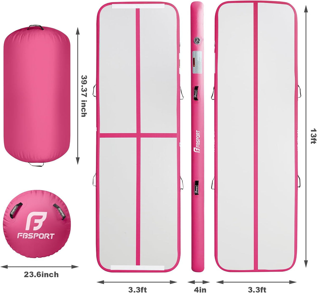 Inflatable Air Gymnastics Mat 4 inches Thickness and Air Roller 40x23.6 inches with Electric Air Pump 10ft/13ft Training Mats for Home Use Cheerleading Outdoor Training Park Yoga Beach