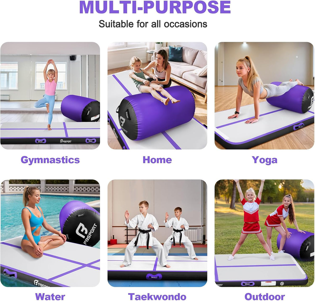 Inflatable Air Gymnastics Mat 4 inches Thickness and Air Roller 40x23.6 inches with Electric Air Pump 10ft/13ft Training Mats for Home Use Cheerleading Outdoor Training Park Yoga Beach