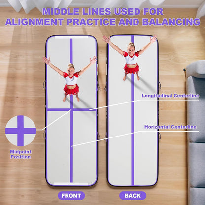 Inflatable Air Gymnastics Mat 4 inches Thickness and Air Roller 40x23.6 inches with Electric Air Pump 10ft/13ft Training Mats for Home Use Cheerleading Outdoor Training Park Yoga Beach