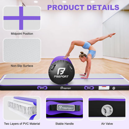 Inflatable Air Gymnastics Mat 4 inches Thickness and Air Roller 40x23.6 inches with Electric Air Pump 10ft/13ft Training Mats for Home Use Cheerleading Outdoor Training Park Yoga Beach