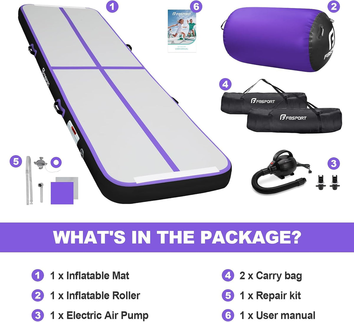 Inflatable Air Gymnastics Mat 4 inches Thickness and Air Roller 40x23.6 inches with Electric Air Pump 10ft/13ft Training Mats for Home Use Cheerleading Outdoor Training Park Yoga Beach