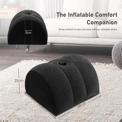 Inflatable Wedge Pillow for Travel & Sleeping - Portable Back,Knee,Leg Position Support Pillow,Ergonomic Arm Wedge Pillow for,Acid Reflux,Camping,Lightweight Bed Sofa Positioner (Black)