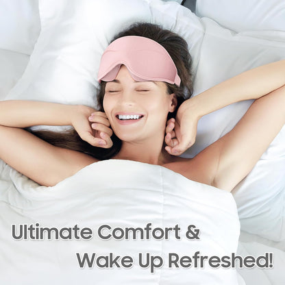 Sleep Mask - Total Blackout 3D Sleeping Mask, Super Lightweight & Silky Soft Eye Mask for Sleeping, Fully Adjustable Fit for Home, Office, Traveling, Meditation, Yoga, Pink